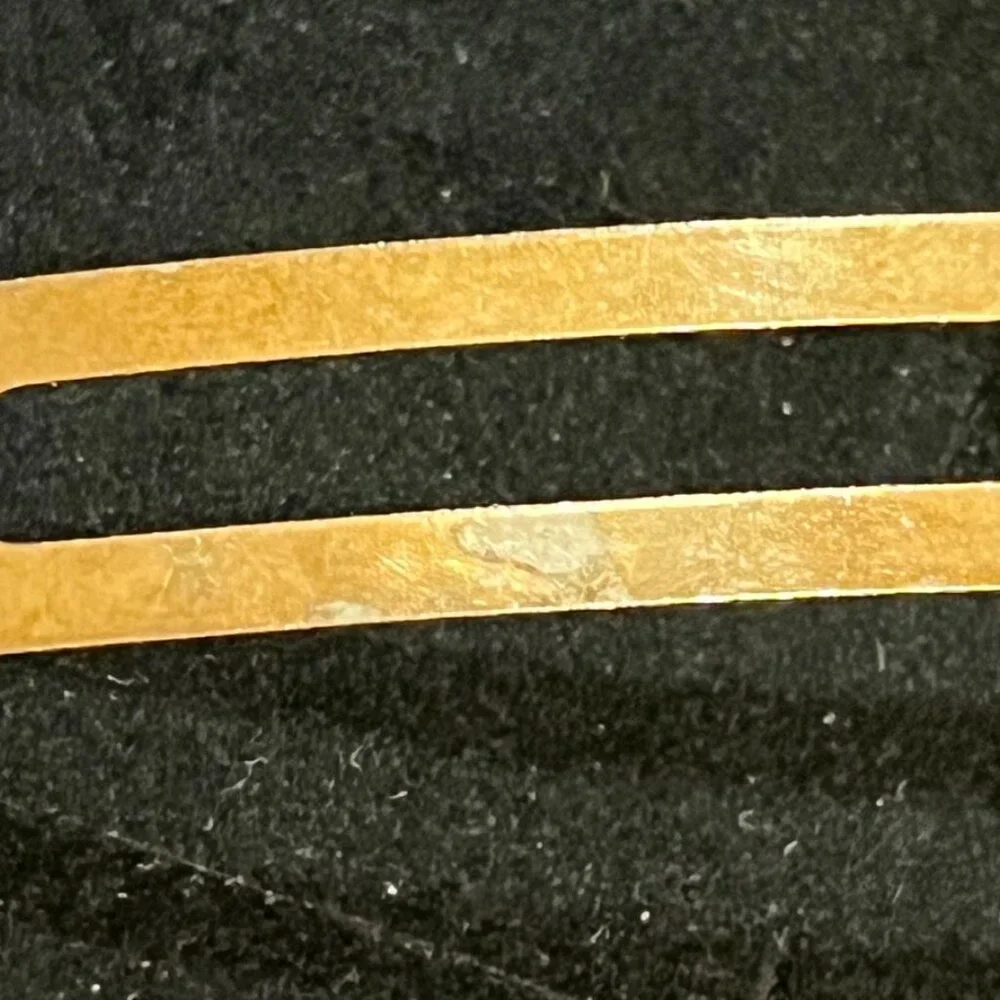 France Luxe Rectangular Barrette Alba Cream Gold Tone 3.5”